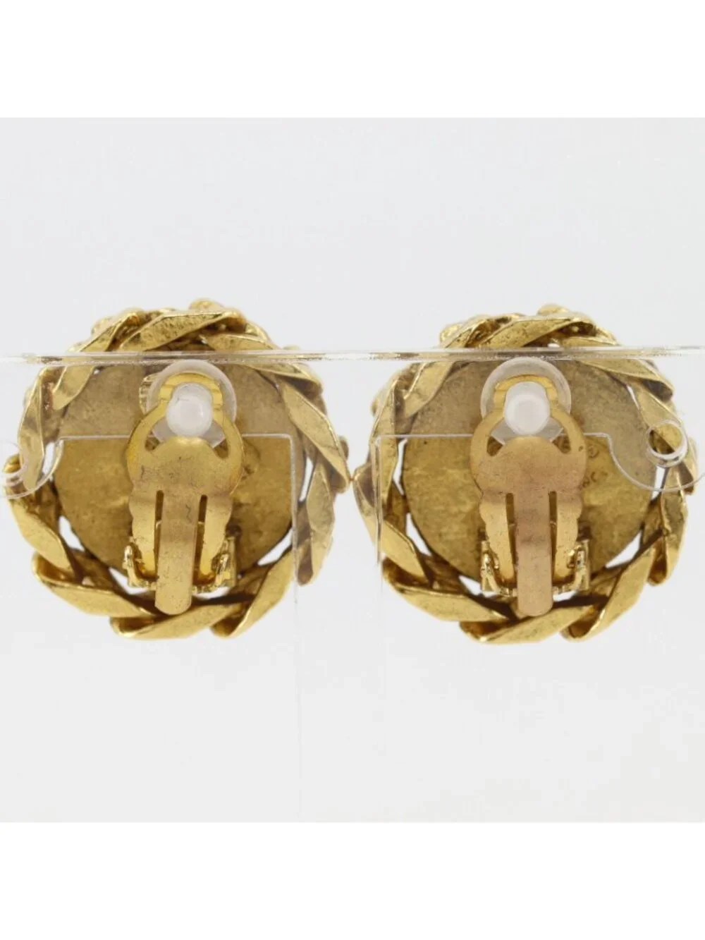 Chanel CC Logo Vintage Gold Plated Rhinestone 23 Earrings